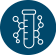 circle icon with test tube and molecules graphic